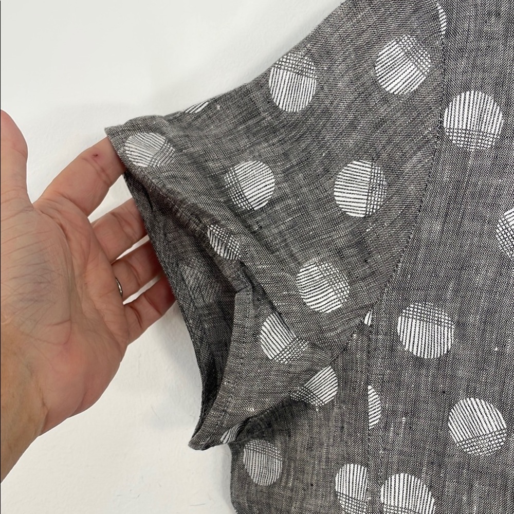 Habitat 100% Linen Gray and White Polka Dot Linen Shift Mini Dress Sz‎ M - Picture 8 of 10